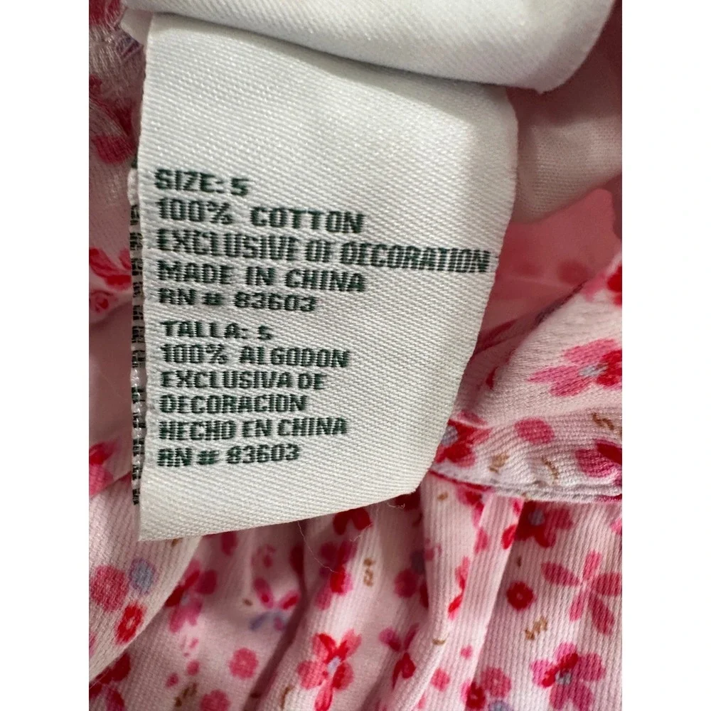 Laura Ashley Girls Pink Floral Smocked Corduroy Dress‎ Peter Pan Collar Size 5